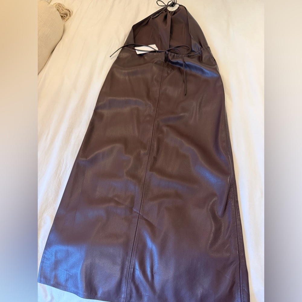 Mango Brown Leather Halter Dress